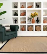 Sisal İç ve Dış Mekan Kullanıma Uygun Dokuma Kahverengi Halı Siyah  Bordürlü 4506/26