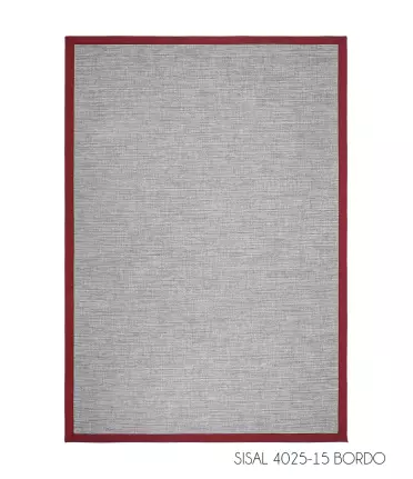 Sisal İç ve Dış Mekan Kullanıma Uygun Dokuma Gri Halı Bordo Bordürlü 4025/15