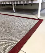 Sisal İç ve Dış Mekan Kullanıma Uygun Dokuma Gri Halı Bordo Bordürlü 4025/15