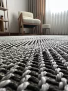 Sisal İç ve Dış Mekan Kullanıma Uygun Dokuma Gri Halı Siyah Bordürlü 4586/43