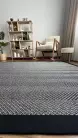 Sisal İç ve Dış Mekan Kullanıma Uygun Dokuma Gri Halı Siyah Bordürlü 4586/43